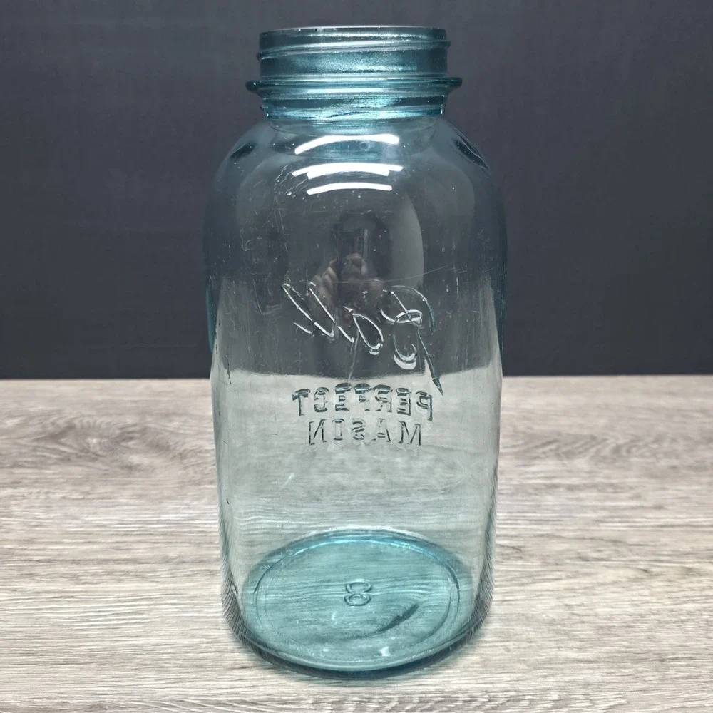 Vintage Blue Ball Perfect Mason Jar 2 Quart Half Gallon Canning Jar 8 Base